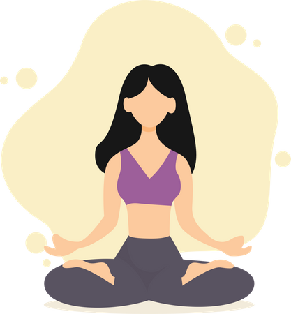 The girl practices yoga in the lotus position  Illustration