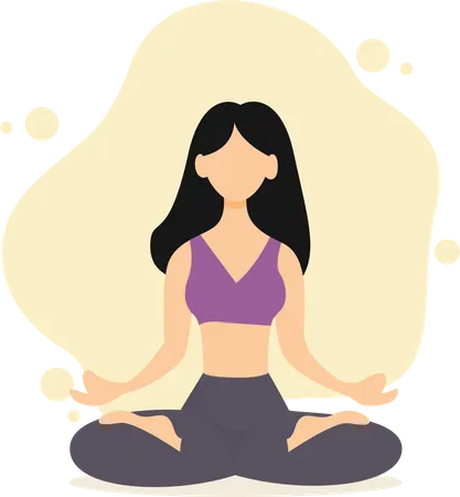 The girl practices yoga in the lotus position  Illustration