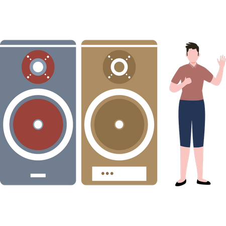 The girl stands with the woofers  Illustration