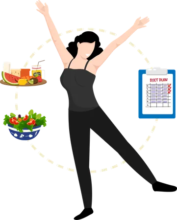 The girl's healthy lifestyle is glad that she can control her diet  Illustration
