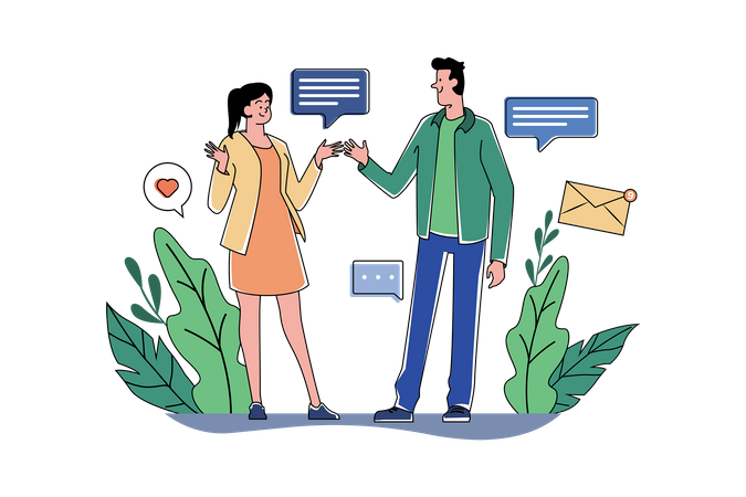 The Guy And The Girl Communicate  Illustration