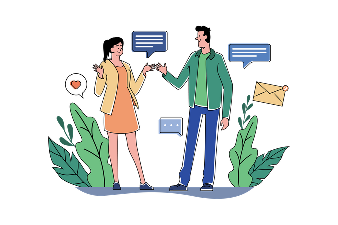 The Guy And The Girl Communicate Illustration