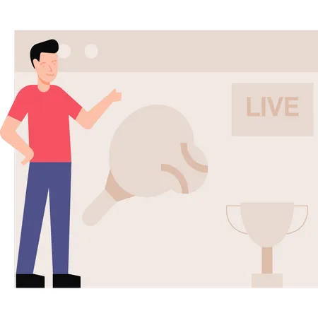 The guy is streaming live table tennis  Illustration