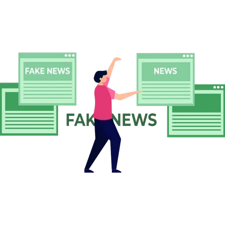 The guy is working on fake news  Illustration