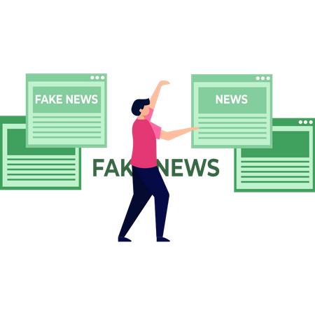 The guy is working on fake news  Illustration