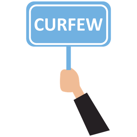 The human hand holds a curfew sign  イラスト