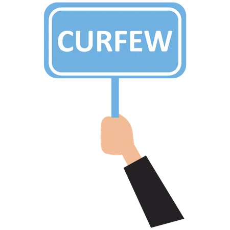 The human hand holds a curfew sign  Illustration