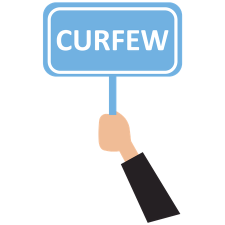 The human hand holds a curfew sign  Illustration