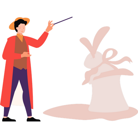 The magician is doing the rabbit hat trick  Illustration