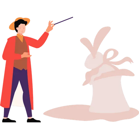 The magician is doing the rabbit hat trick  Illustration