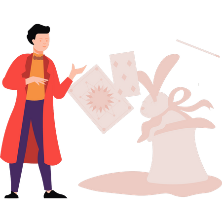 The magician is doing the rabbit hat trick  Illustration