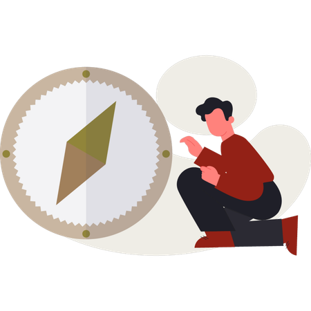 The male is looking compass  Illustration