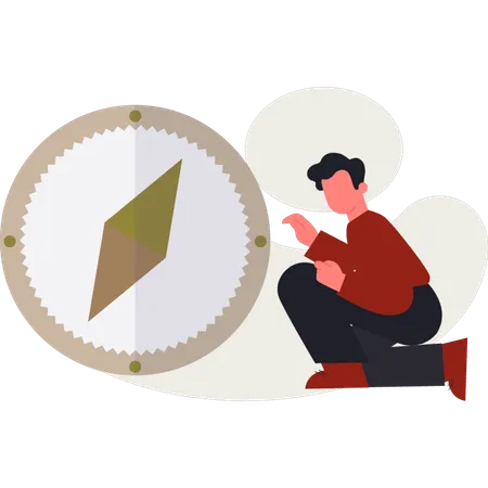 The male is looking compass  Illustration