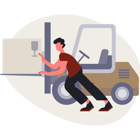 The male is showing warehouse logistics  Illustration