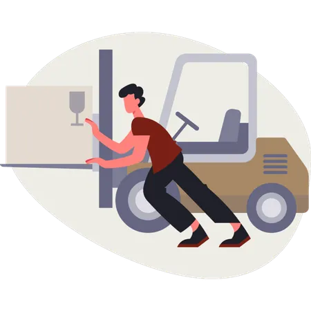 The male is showing warehouse logistics  Illustration