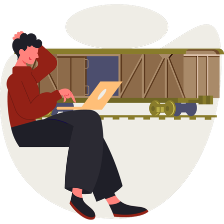 The male is thinking about warehouse delivery  Illustration