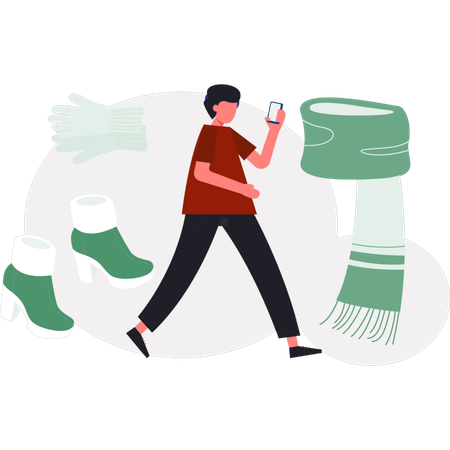 The male is using mobile  Illustration