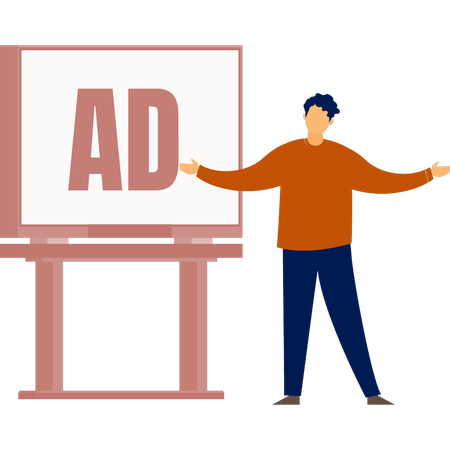 The man happy with business advertisement board  Illustration