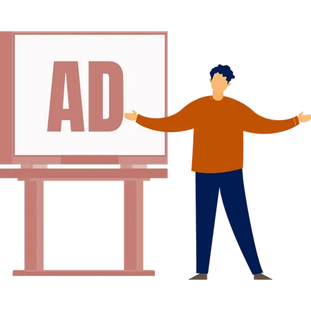 The man happy with business advertisement board  Illustration
