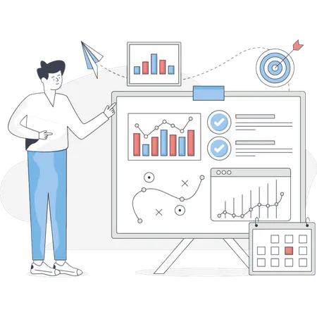 The man is analysis project overview  Illustration