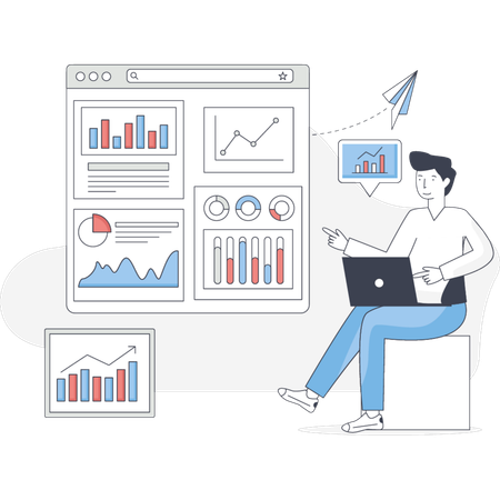 The man is analysis website  Illustration