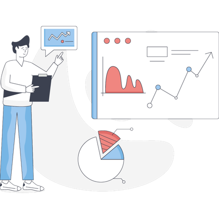 The man is doing business analysis  Illustration