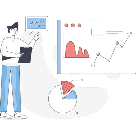 The man is doing business analysis  Illustration