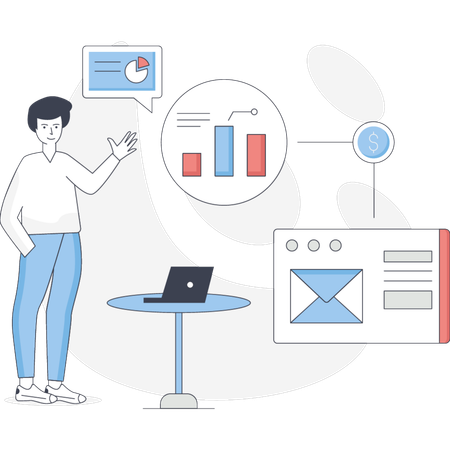 The man is doing business presentation  Illustration