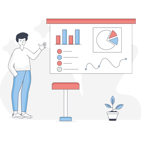 The man is doing business presentation  Illustration