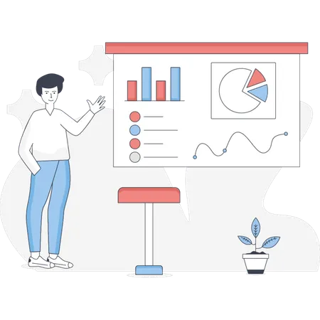 The man is doing business presentation  Illustration
