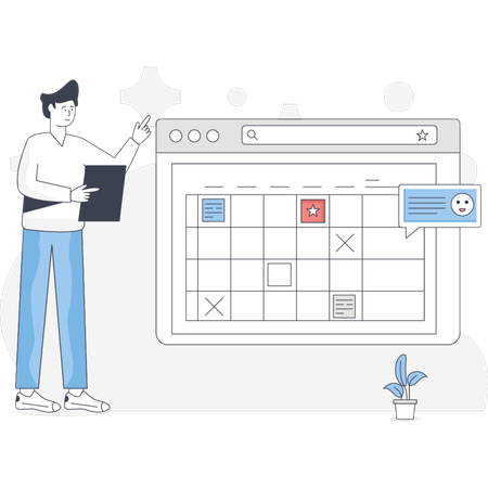 The man is doing online task manager  Illustration