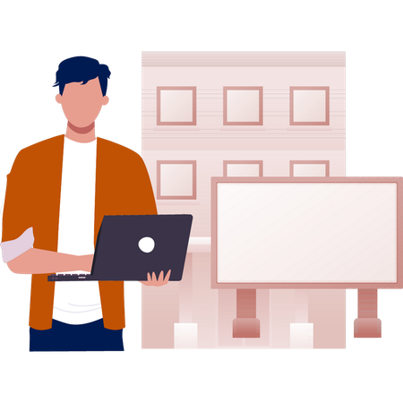 The man is doing order bill board  Illustration