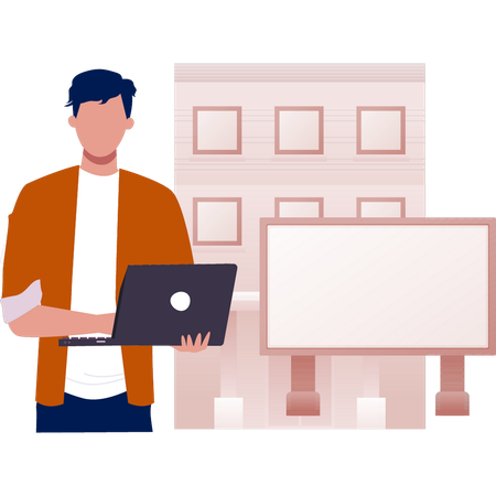 The man is doing order bill board  Illustration