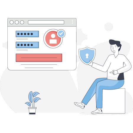 The man is doing profile security  Illustration