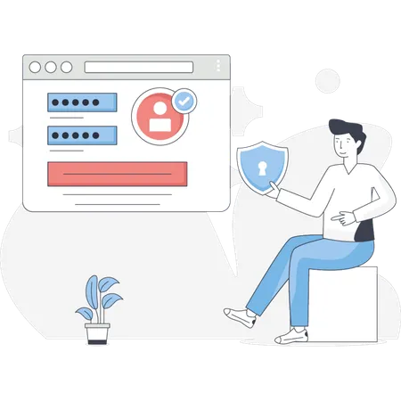The man is doing profile security  Illustration