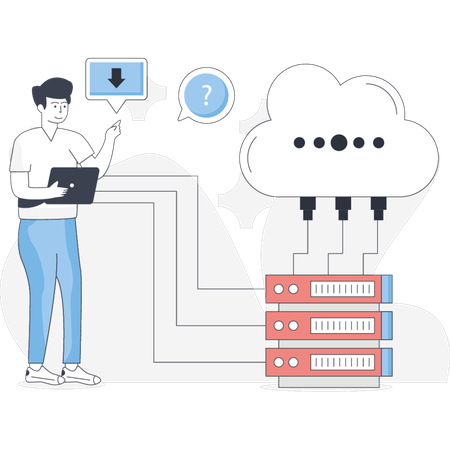 The man is doing transfer data  Illustration