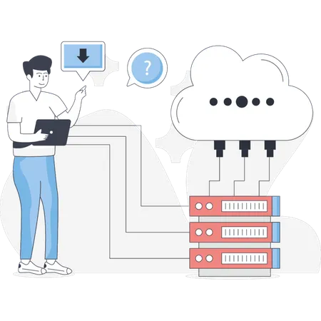The man is doing transfer data  Illustration