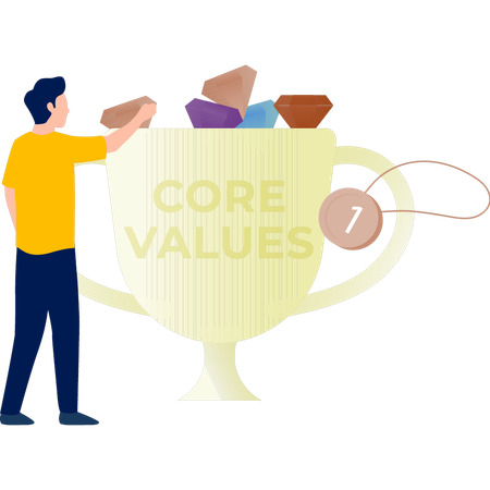 The man is explaining core values cup  Illustration