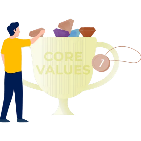 The man is explaining core values cup  Illustration