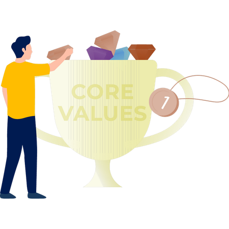 The man is explaining core values cup  Illustration