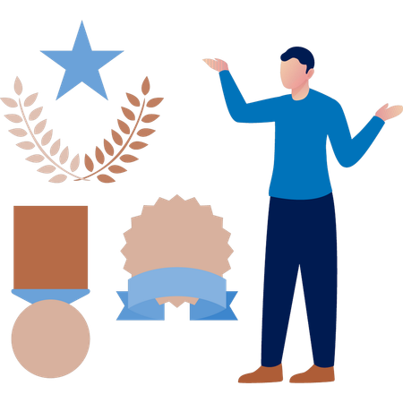 The man is explaining people winning award  Illustration