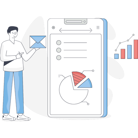 The man is holding business Email  Illustration