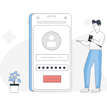 The man is login account online  Illustration