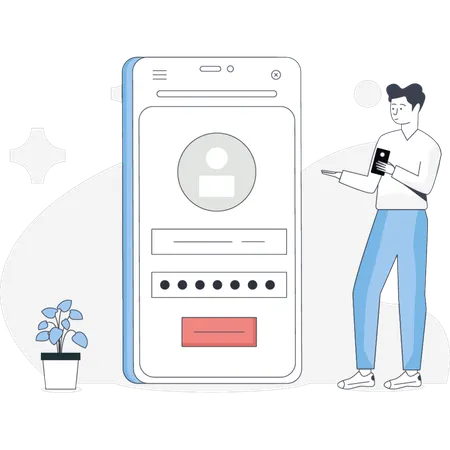 The man is login account online  Illustration