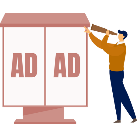 The man is looking ad board by spyglass  Illustration