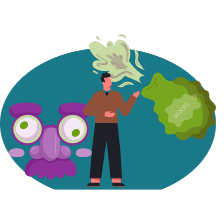 The man is looking air free balloon  Illustration