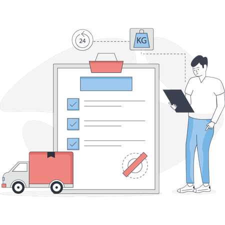 The man is looking checklist  Illustration