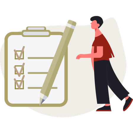 The man is making checklist  Illustration