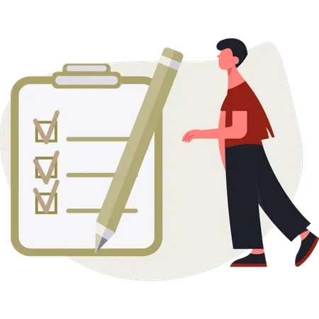 The man is making checklist  Illustration
