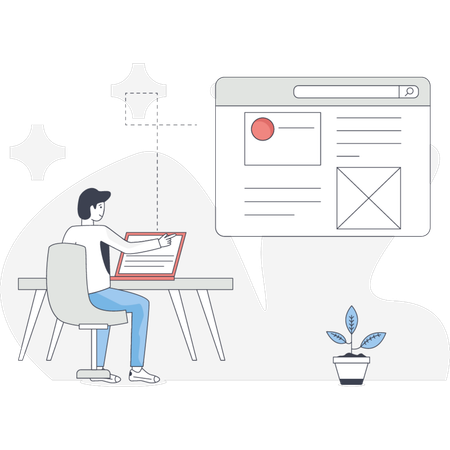 The man is making UI design  Illustration